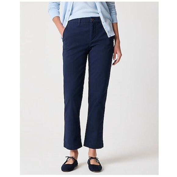 J. Crew Petite High Rise Girlfriend Straight Leg Chino Pants Navy Size 4P NWT - Picture 1 of 10